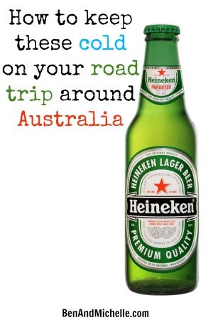 While we must admit that the portable fridges main priority on our road trip around Australia is keeping the food cold and fresh... we will acknowledge that keeping the beer cold is a close second. #beerfridge #benandmichelle