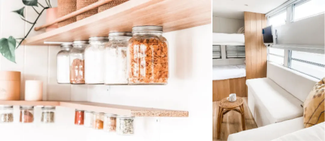 Spice rack and caravan bunk beds