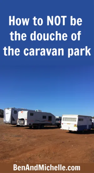 Caravans and motorhome lined up side by side