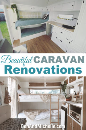 These beautiful Viscount caravan renovations showcase some great Aussie DIY talent! Taking these tired old trailers and giving them a new lease on life. #caravanrenovations