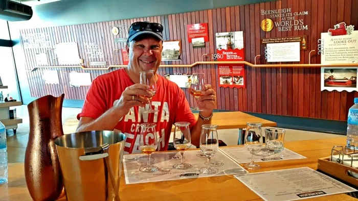 Man at bar with beer tastings