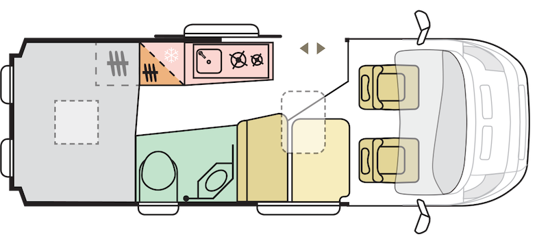 Layout plan of the Adria Twin camper van.