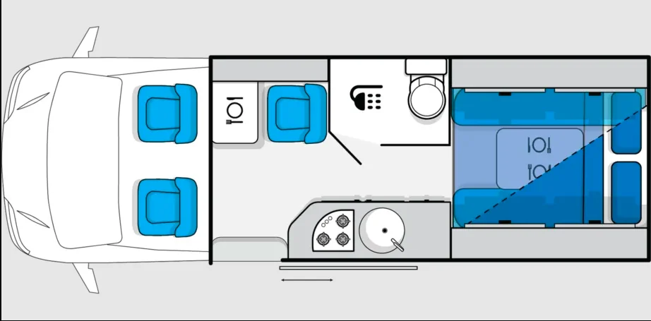 Floor plan of the Jayco All Terrain Campervan.