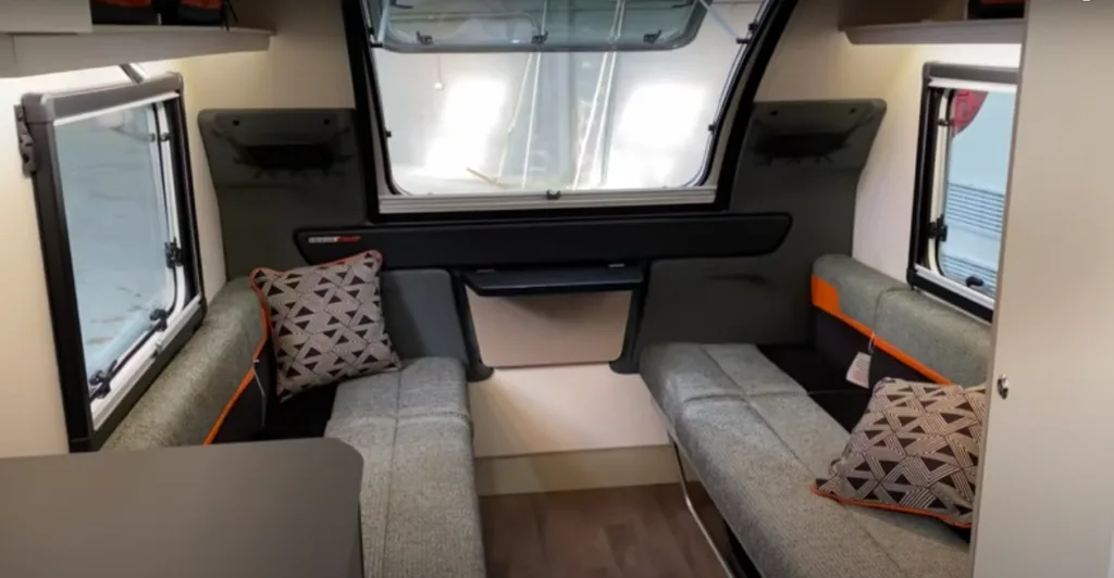 Interior view of the Swift Basecamp micro caravan.