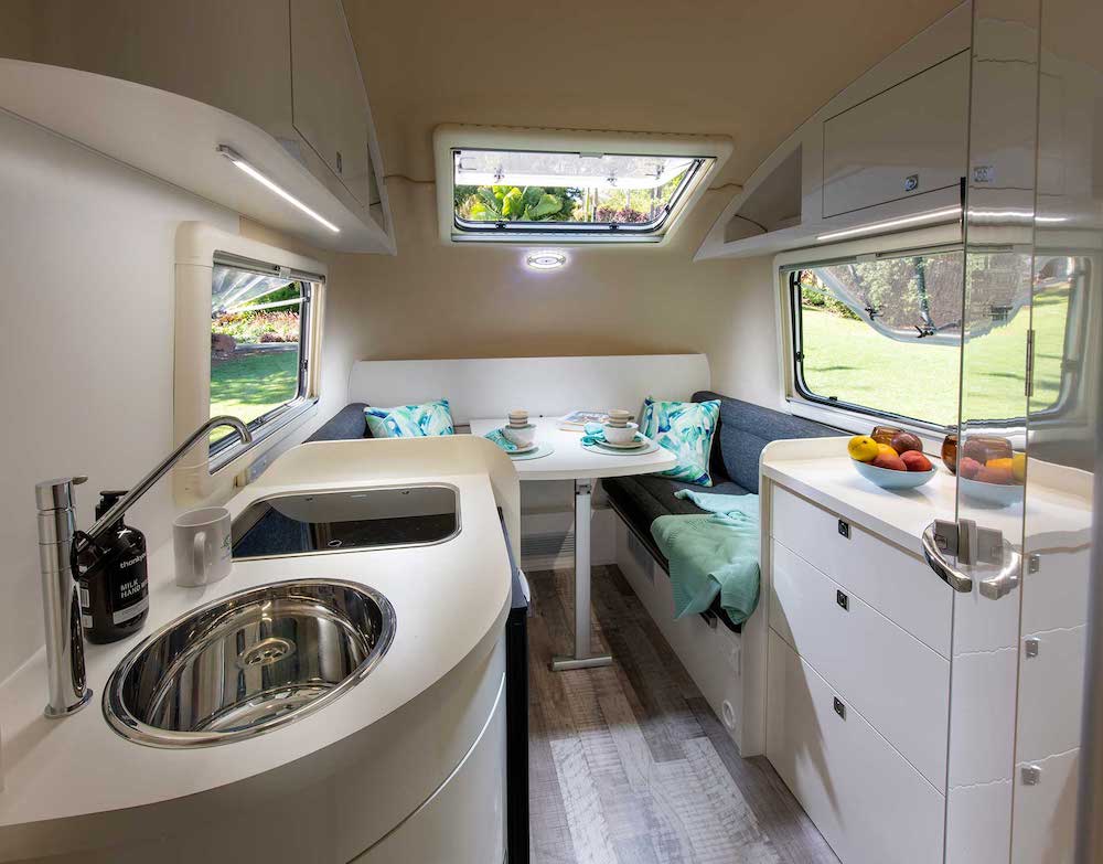 Comfortable and modern interior of a Little Gem Caravans Weekender.