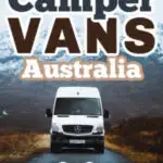 White campervan in front of mountain, with text overlay: Best small campervans Australia 2023.
