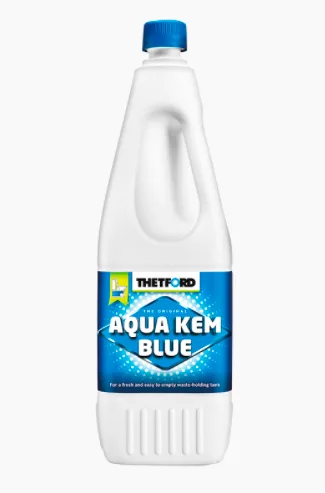 Bottle of Thetford Aqua Kem Blue toilet chemicals.