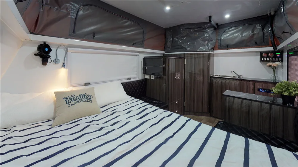 Interior of the Fantasy Caravan F1-E Hybrid Off-road Caravan.