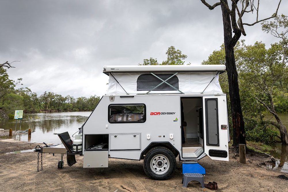 Australian Off Road Odyssey hybrid caravan exterior.
