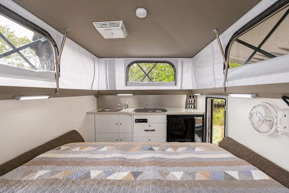 Australian Off Road Odyssey hybrid caravan interior.