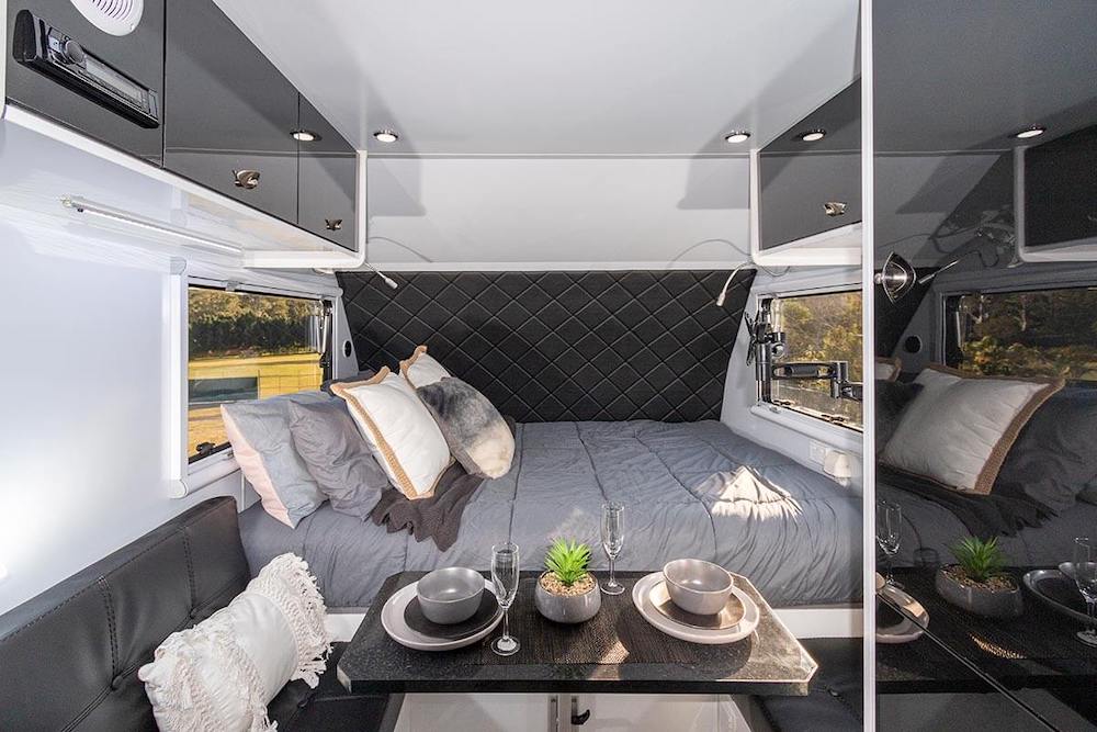 Market Direct Campers (MDC) XT12HR Hybrid Off-road Caravan interior.