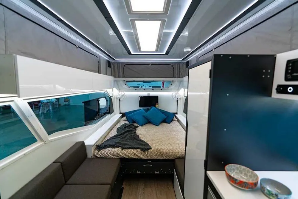 Smart and sleek interior of the Track Trailer T4 Rhapsody.