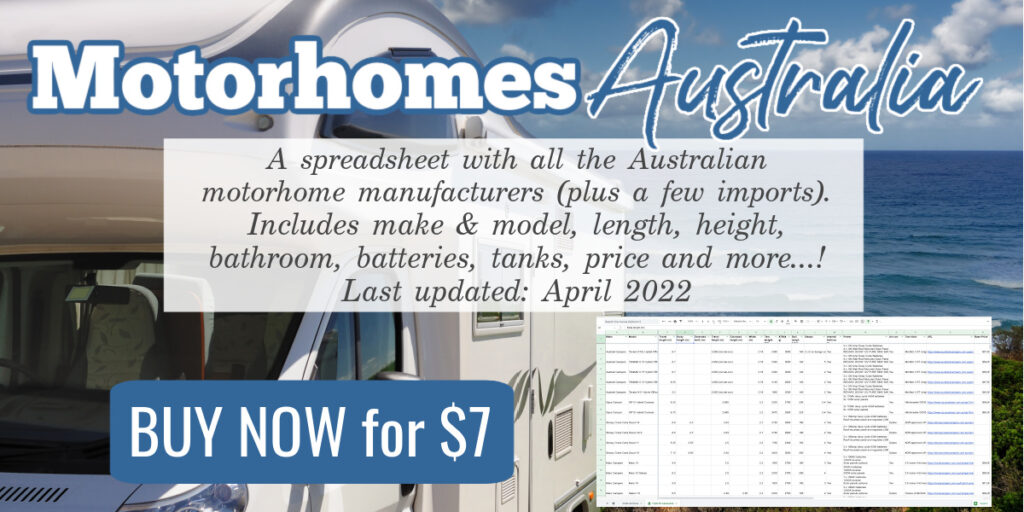 Graphic with text that reads motorhomes Australia.