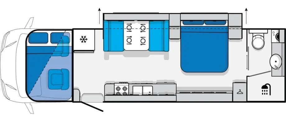 Floor plan of the Jayco Optimum motorhome.