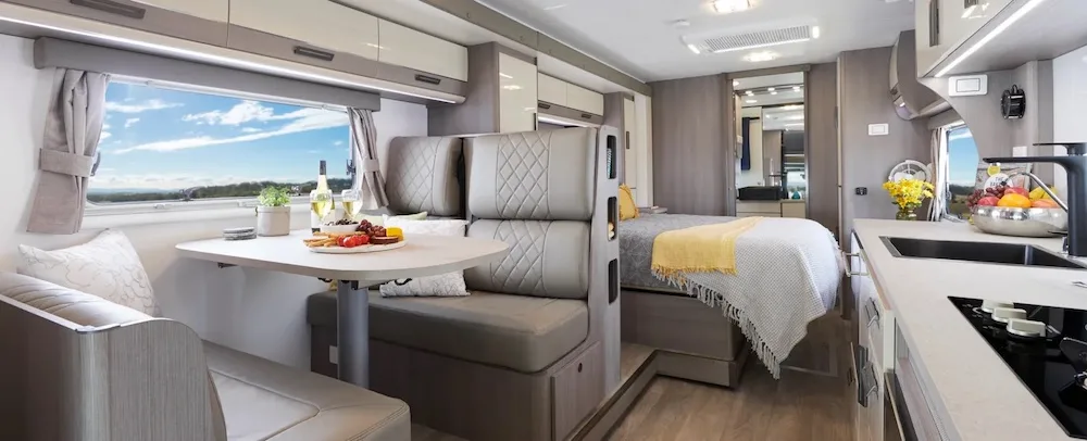 Interior view of the Jayco Optimum motorhome.