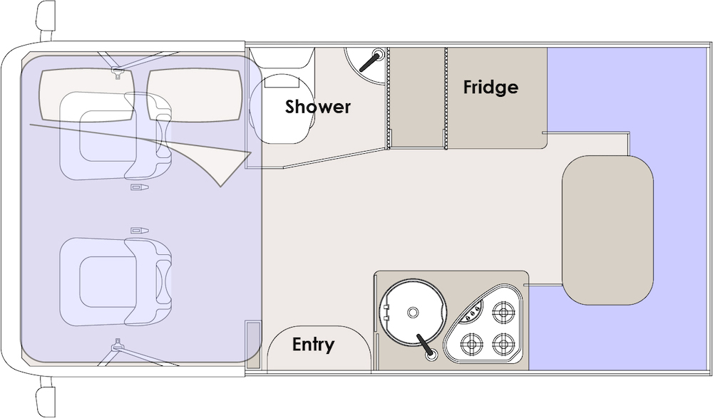 Floor plan of the Sunliner Chase motorhome.