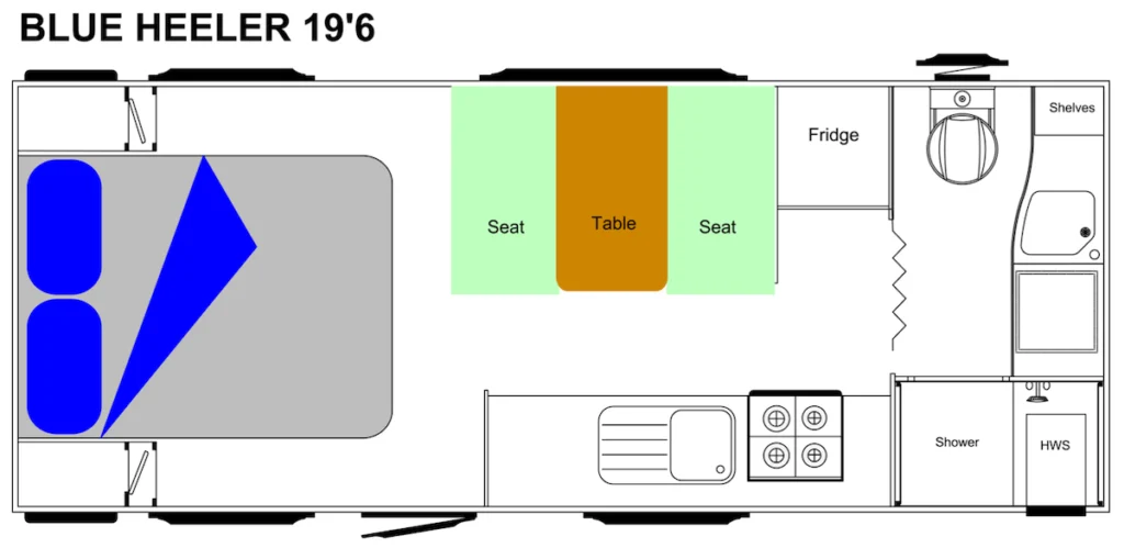 Sunland Blue Heeler 19'6 off roac caravan floor plan.