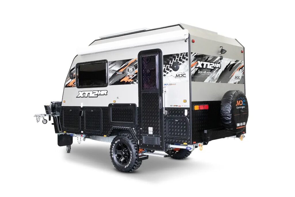 Exterior view of the MDC XT12HR off road caravan.