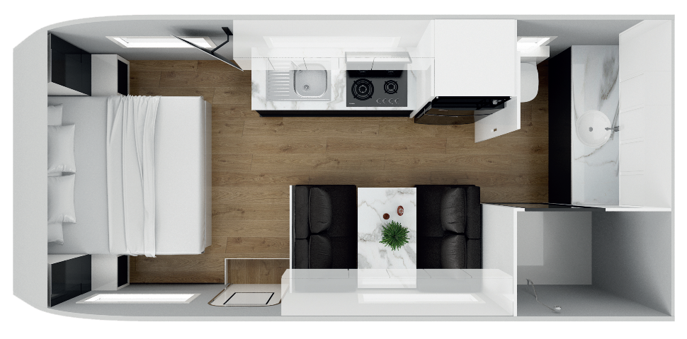 Masterpiece Caravans XTM off road caravan floor plan.