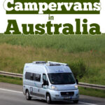 Grey camper van on a sealed road with text above that reads: The best campervans in Australia 2024.